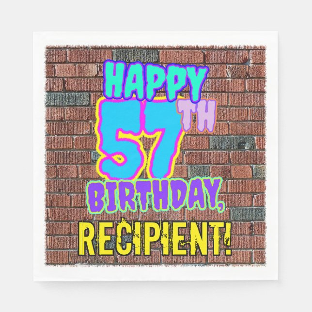 57th Birthday ~ Fun, Urban Graffiti Inspired Look Napkins (Front)
