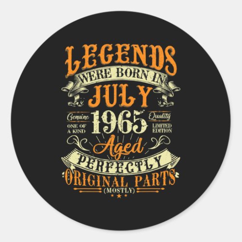 57th Birthday Gift 57 Years Old Legends Born In Classic Round Sticker