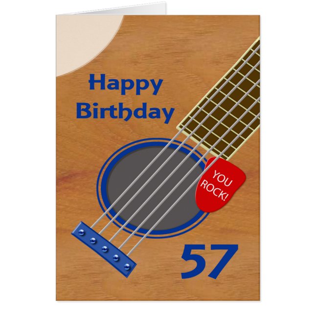57th Birthday Guitar Player Birthday Cards (Front)