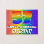 [ Thumbnail: 57th Birthday — Multicolored Rainbow Pattern “57” Jigsaw Puzzle ]
