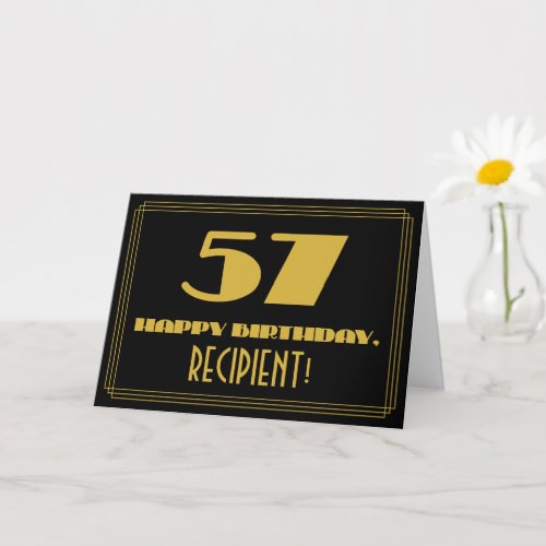 57th Birthday Name  Art Deco Inspired Look 57 Card