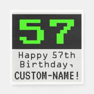 57th Birthday - Nerdy / Geeky Style "57" & Name Napkins