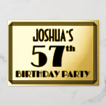 [ Thumbnail: 57th Birthday Party — Art Deco Look “57” + Name Invitation ]