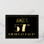 [ Thumbnail: 57th Birthday Party: Art Deco Look “57”, W/ Name Invitation ]