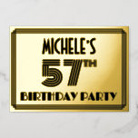[ Thumbnail: 57th Birthday Party — Art Deco Style “57” & Name Invitation ]