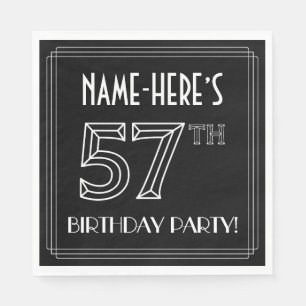 57th Birthday Party: Art Deco Style + Custom Name Napkins