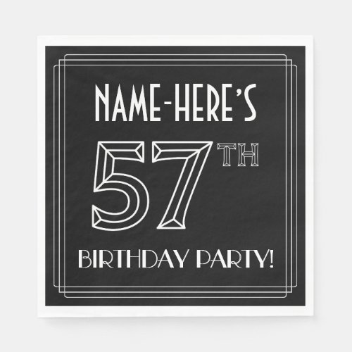 57th Birthday Party Art Deco Style  Custom Name Napkins
