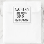 [ Thumbnail: 57th Birthday Party: Art Deco Style + Custom Name Sticker ]