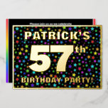 [ Thumbnail: 57th Birthday Party — Fun, Colorful Stars Pattern Invitation ]