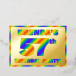 [ Thumbnail: 57th Birthday Party — Fun, Rainbow Spectrum “57” Invitation ]
