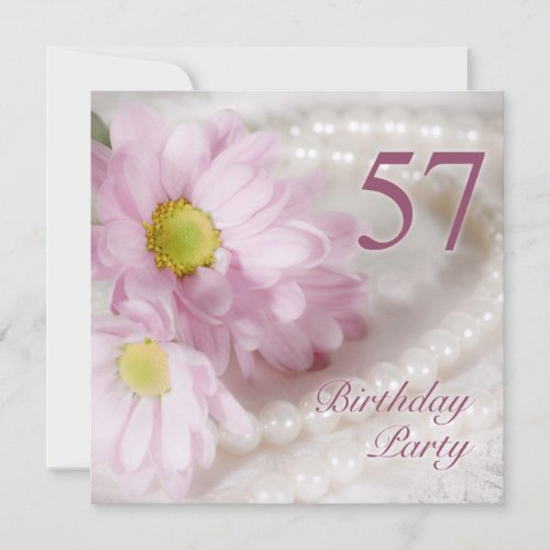 57th Birthday party invitation with daisies