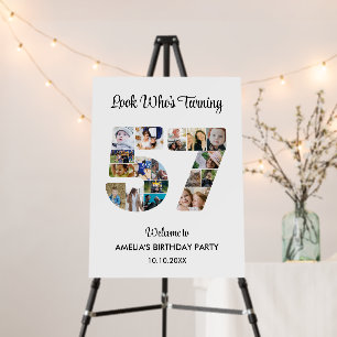 57th Birthday Party Number 57 Photo Collage Foam Board