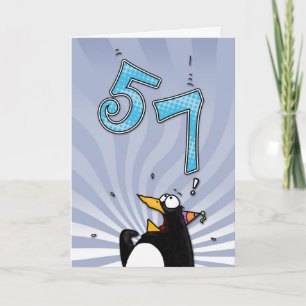 57th Birthday Penguin Surprise Card