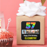 [ Thumbnail: 57th Birthday: Rainbow “57”; Custom Photos & Name Sticker ]