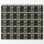 [ Thumbnail: 57th Birthday: Rainbow “57“; Custom Photos & Name Wrapping Paper ]
