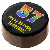 57th Birthday - Rainbow Spectrum Pattern Number 57 Chocolate Covered Oreo (Angled)