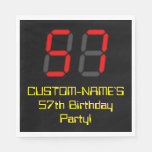 [ Thumbnail: 57th Birthday: Red Digital Clock Style "57" + Name Napkins ]