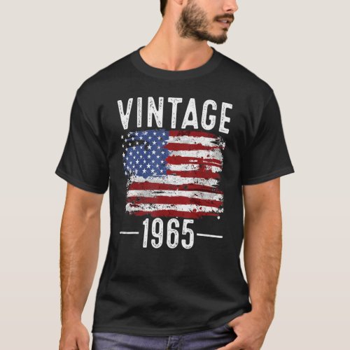 57th Birthday Usa Flag Vintage American Flag 1965 T_Shirt