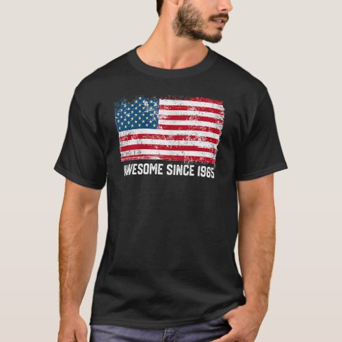 57th Birthday  Vintage Usa Flag  Awesome Since 196 T_Shirt