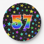 [ Thumbnail: 57th Event: Bold, Fun, Colorful Rainbow 57 Paper Plates ]