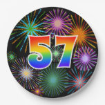 [ Thumbnail: 57th Event - Fun, Colorful, Bold, Rainbow 57 Paper Plates ]