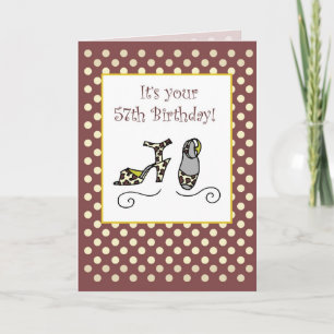 57th Shoes Birthday Card for Women with Polka Dots