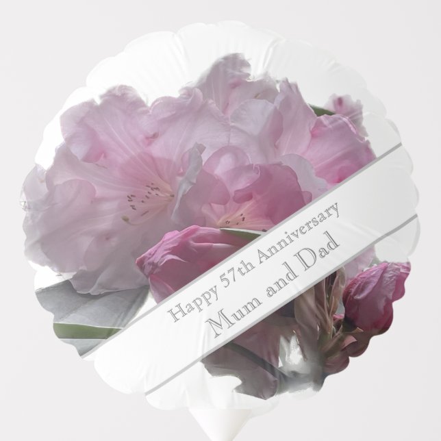 57th Wedding Anniversary Pink Rhododendron  Balloon (Front)