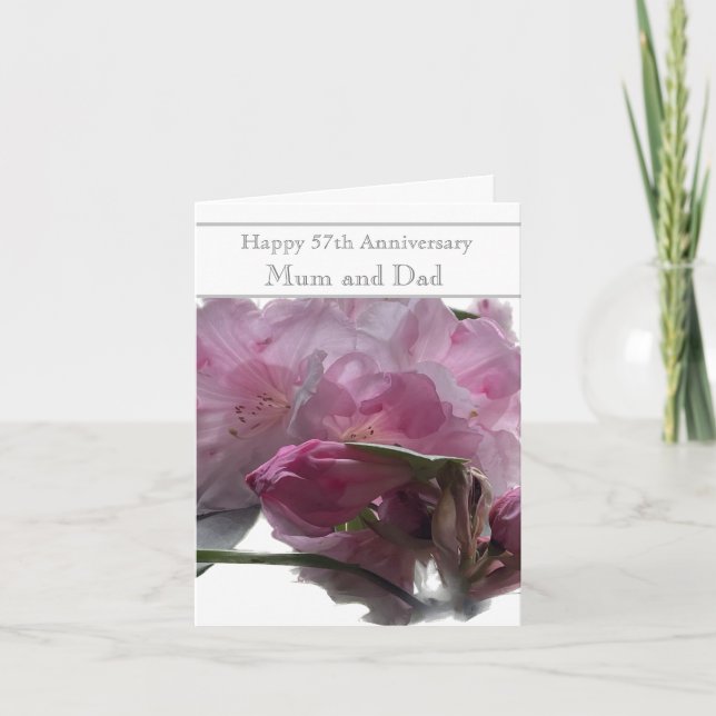 57th Wedding Anniversary Pink Rhododendron Card (Front)