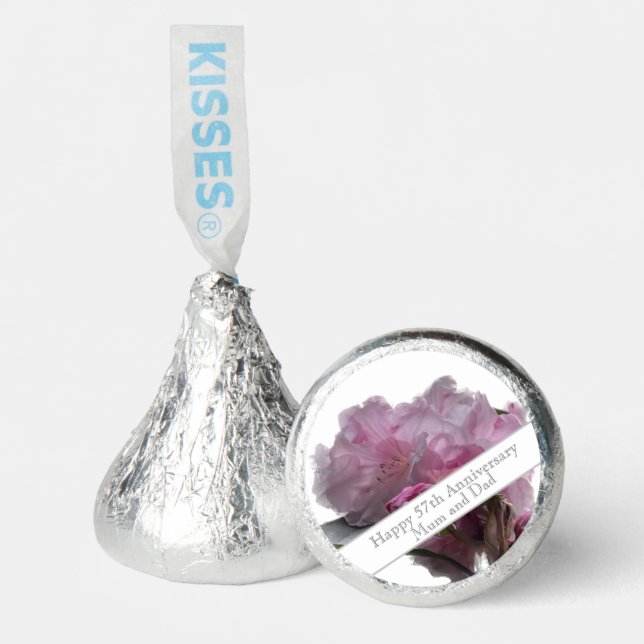 57th Wedding Anniversary Pink Rhododendron  Hershey®'s Kisses® (Front)