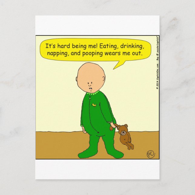 580 It's hard being a baby cartoon Postcard (Front)