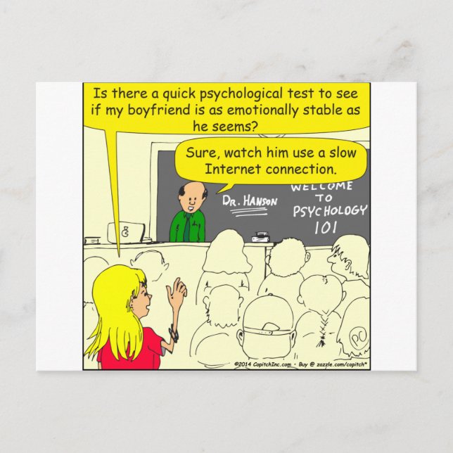 585 psychological test for boyfriend cartoon postcard (Front)