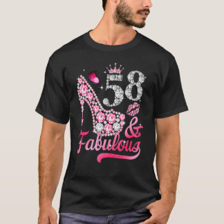 58 And Fabulous High Heel Women 58th Birthday T-Shirt