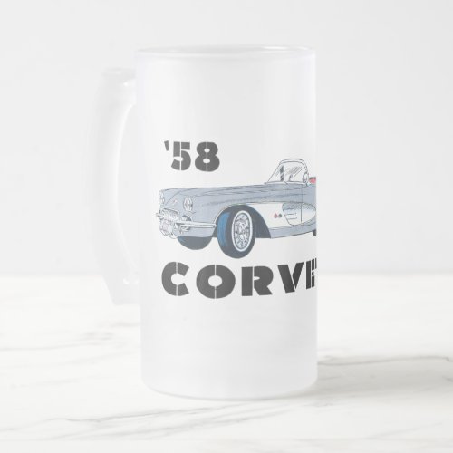 58 Corvette  Frosted Glass Beer Mug