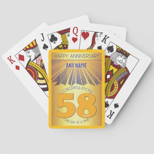 58 Year | Golden Ray 12 Step CUSTOM NAME Poker Cards