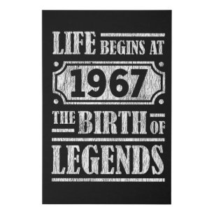 58 Year Old 1967 Birth Of Legend 58th Birthday Faux Canvas Print