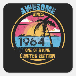 58 Year Old Awesome Since 1964 58th Birthday Square Sticker
