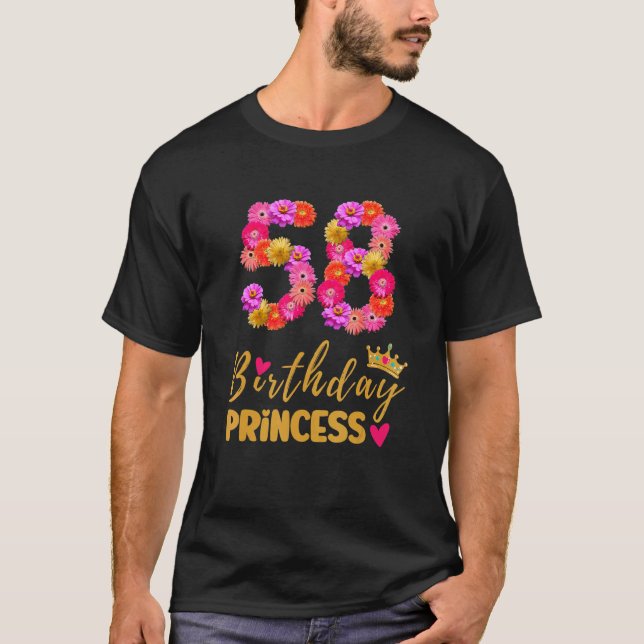 58 Year Old Birthday Princess Flower Its My 58th B T-Shirt (Front)