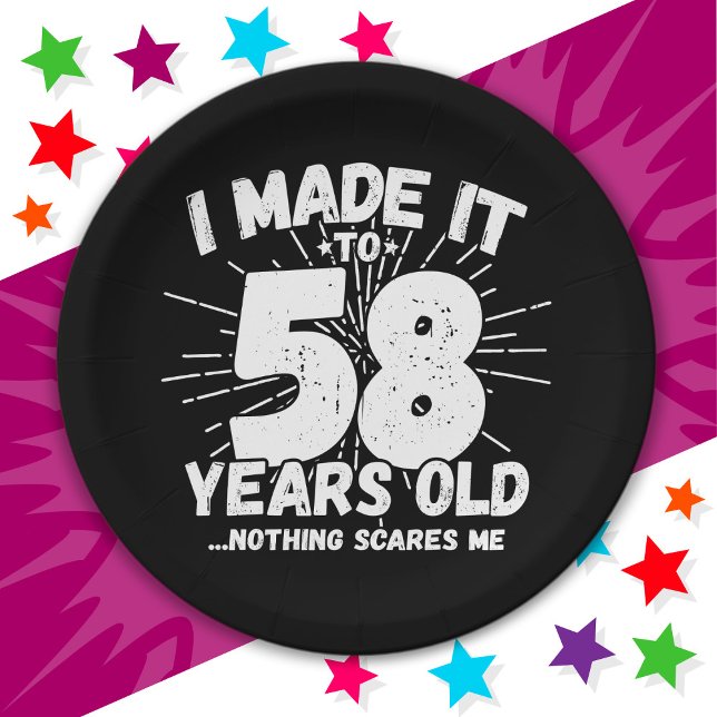 58 Year Old Sarcastic Meme Funny 58th Birthday Paper Plates (Creator Uploaded)