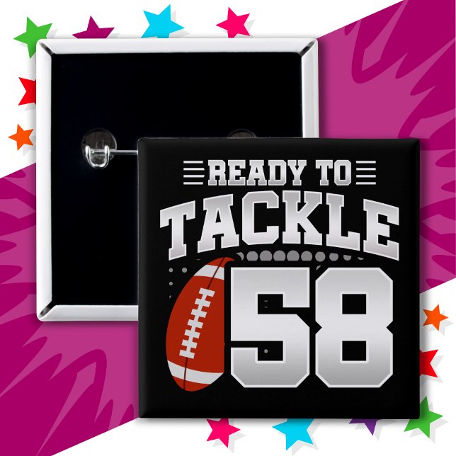 58 Year Old Tackle Football Party 58th Birthday Button (Creator Uploaded)