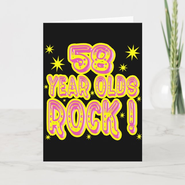 58 Year Olds Rock! (Pink) Greeting Card (Front)