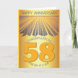 58 Year Sober Anniversary Golden Ray 12 Step Card