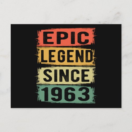 58 Years Old Bday 1963 Epic Legend 59th Birthday Postcard