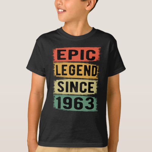 58 Years Old Bday 1963 Epic Legend 59th Birthday T_Shirt