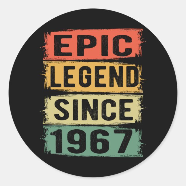 58 Years Old Bday 1967 Epic Legend 58th Birthday Classic Round Sticker (Front)