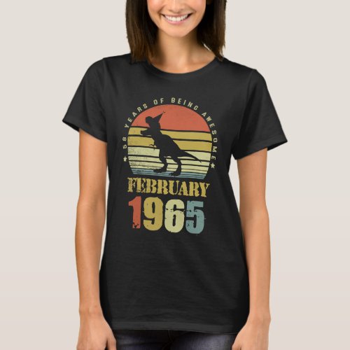 58 Years Old Dinosaur February Since 1965 58th Bir T_Shirt