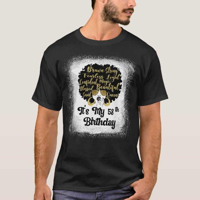 58 Years Old Leopard Melanin Girl It'S My Birthday T-Shirt (Front)