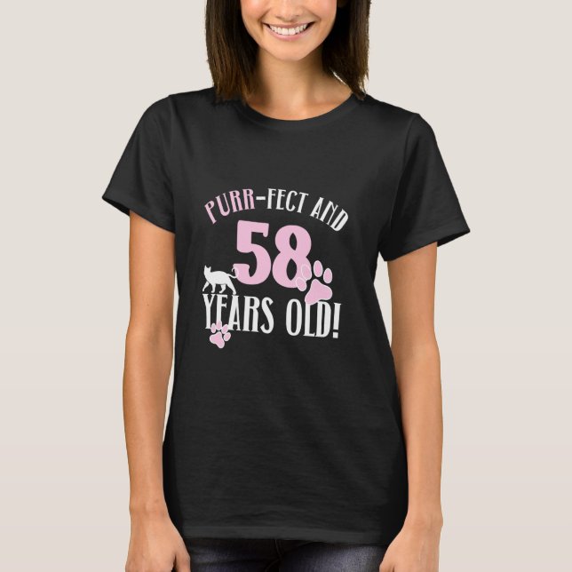 58th Birthday 58 Years Old Cat Mom Cat Lover Birth T-Shirt (Front)