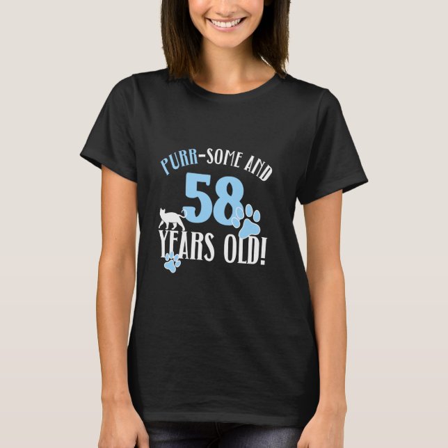 58th Birthday 58 Years Old Cat Mom Cat Lover Birth T-Shirt (Front)