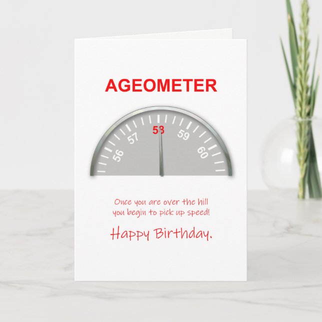 58th Birthday, Ageometer Reading Card (Front)