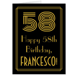 58th Birthday: Art Deco Inspired Look “58” + Name Card